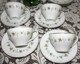 Vintage Teacups & Saucers, "Lexington" by Noritake, Set of 4, Japan
