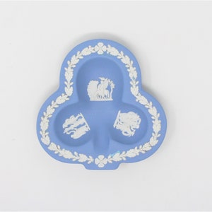 Blue Jasperware Ashtray, Club Shaped, Vintage Wedgwood, Bisque Porcelain, Blue & White