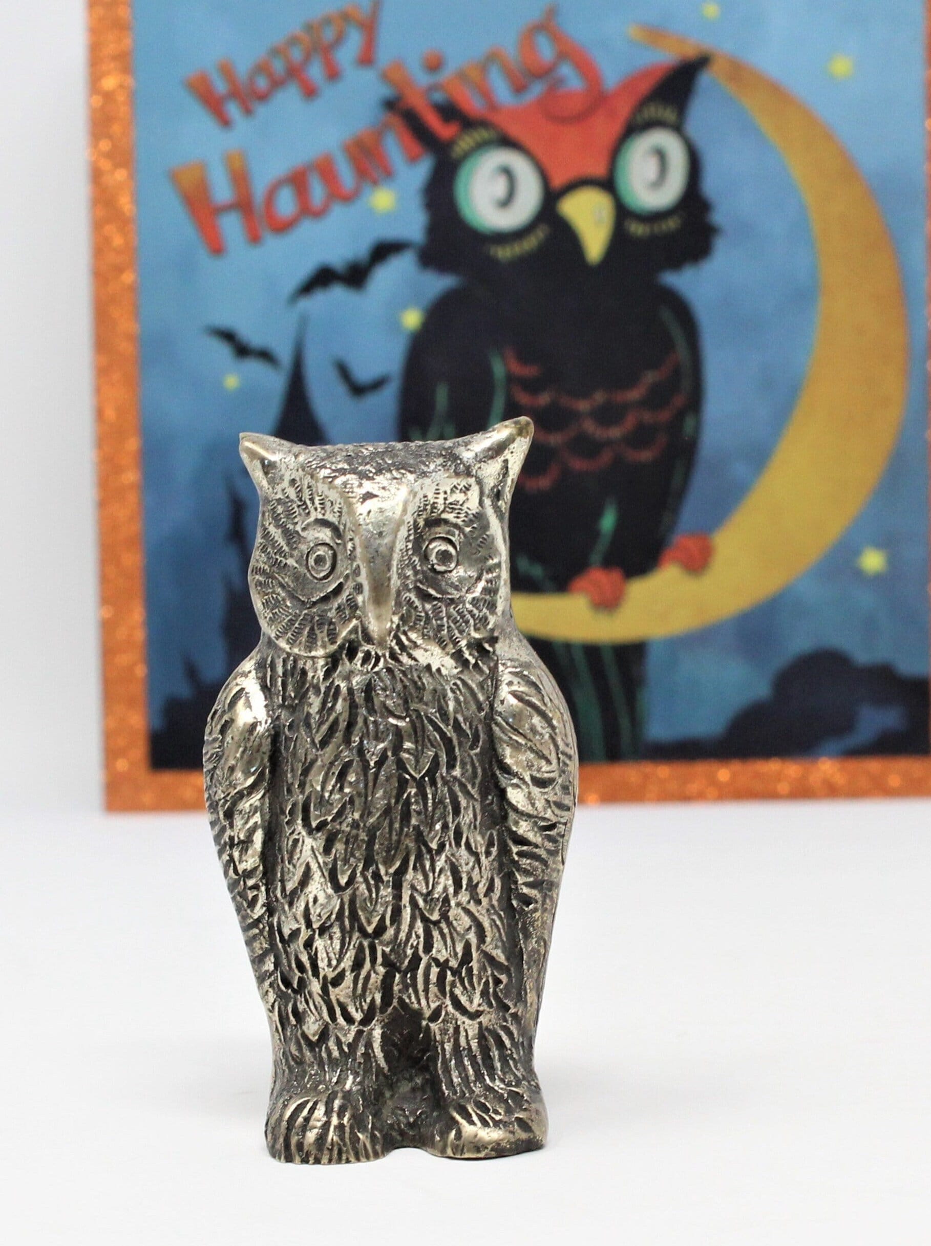 Pewter Owl Figurine, Home Decor, Halloween Decor, Vintage