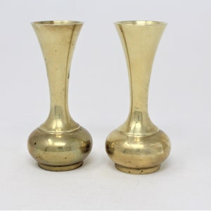 Vases, Brass Fluted Flower Vases / Candle Holders, Set of 2, Vintage