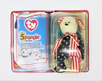 Beanie Baby,  Spangle the Bear, McDonald's International Bear Collection, TY, In Box, NOS, 1999