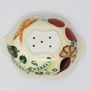 Strainer, Hand Painted Vegetable Strainer, Ceramic, Vintage