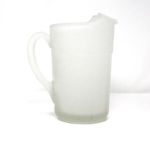 Vintage Frosted Glass Pitcher: Paneled White Barware