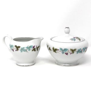 Vintage Creamer & Sugar with Lid, Fine China of Japan, Vintage Pattern 6701, Grapevine