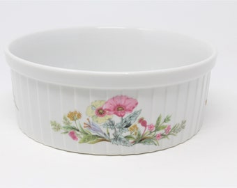 Souffle Dish, Heritage Floral Ovenware, Japan, 7", Vintage