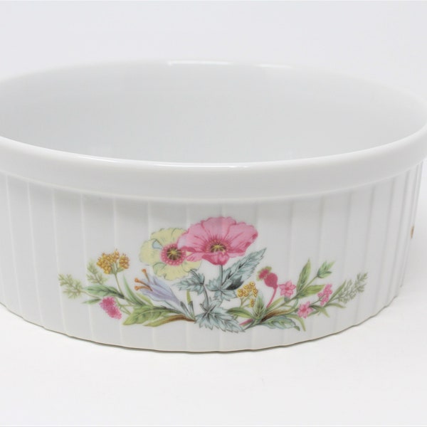 Souffle Dish, Heritage Floral Ovenware, Japan, 7", Vintage