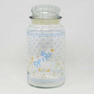 Storage Canister, Glass Apothecary Jar with Lid, Anchor Hocking, Country Geese, Vintage