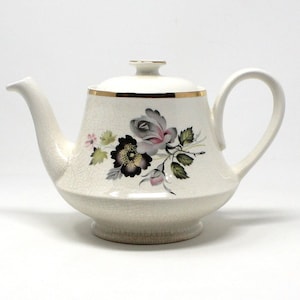 Teapot, Arthur Wood, Purple and Gray Floral, England, Vintage