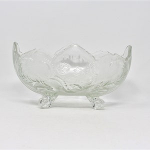 Lombardi Glass Bowl, Embossed and Footed, Jeannette Glass, Vintage