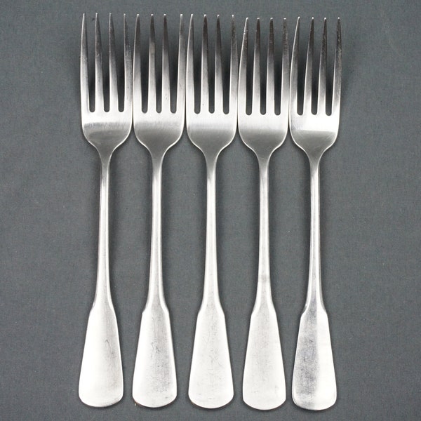 5 x Oneida SSS COLONIAL BOSTON Minute Man Stainless Dinner Fork 7 1/4"