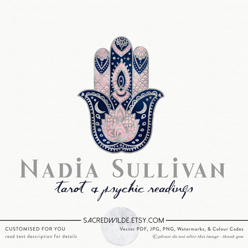 Feminine Hamsa Logo Design Hand Logo Hand Mandala Etsy
