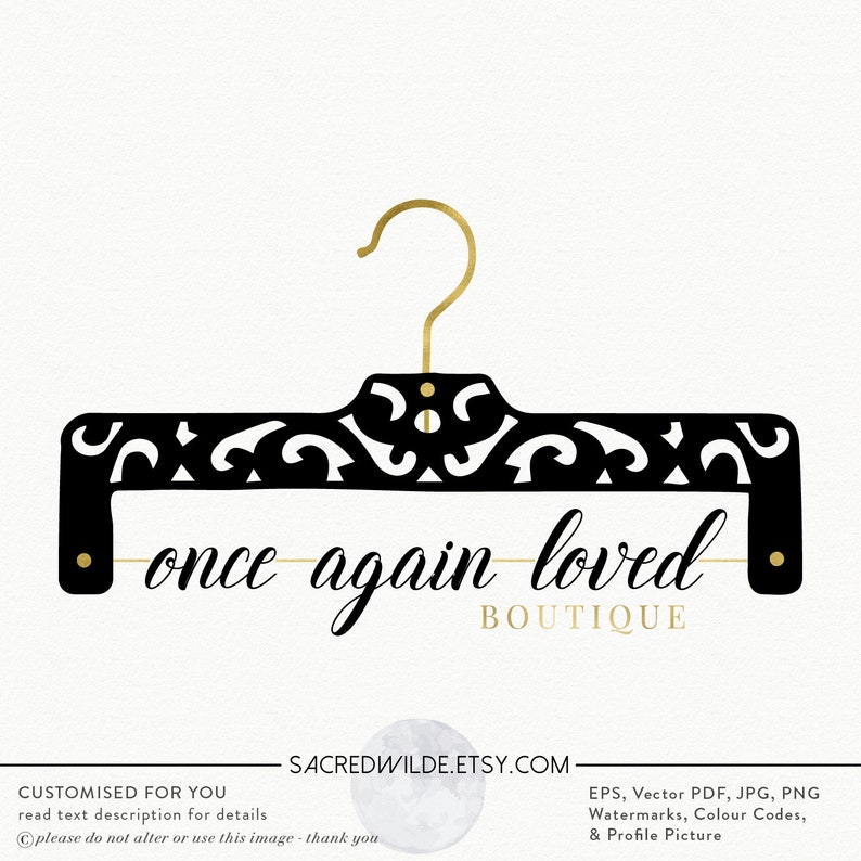 Black And Gold Hanger Logo Fashion Logo Clothing Logo Etsy