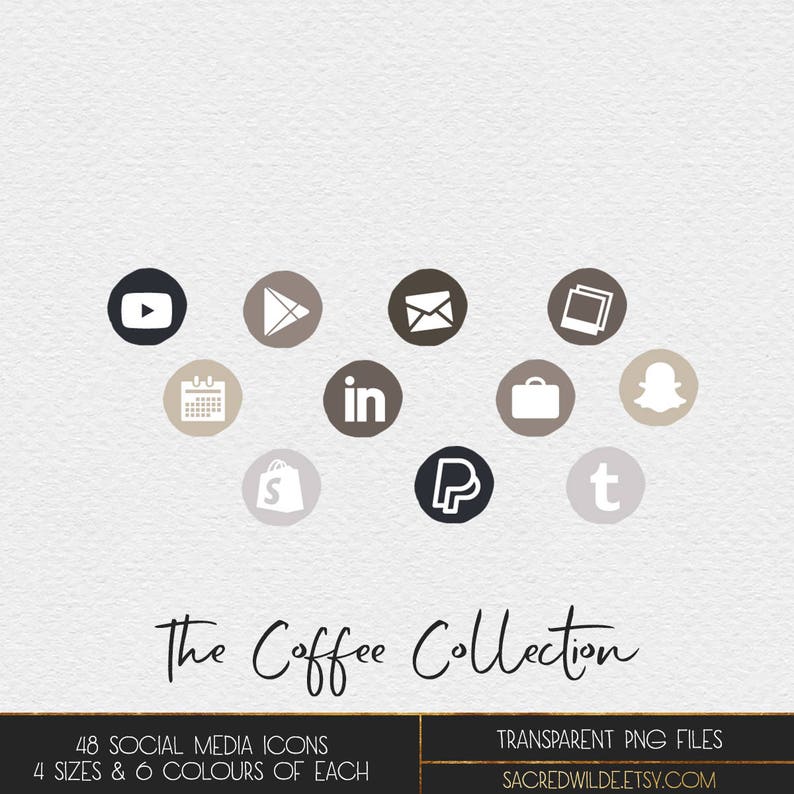 Coffee Social Media Icons Brown Social Media Icons Neutral Etsy