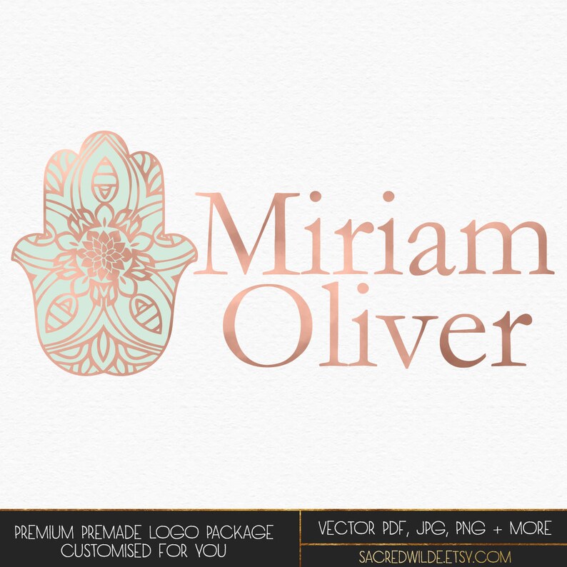 Rose Gold Hamsa Logo Hand Of God Logo Rose Gold Foil Logo Etsy
