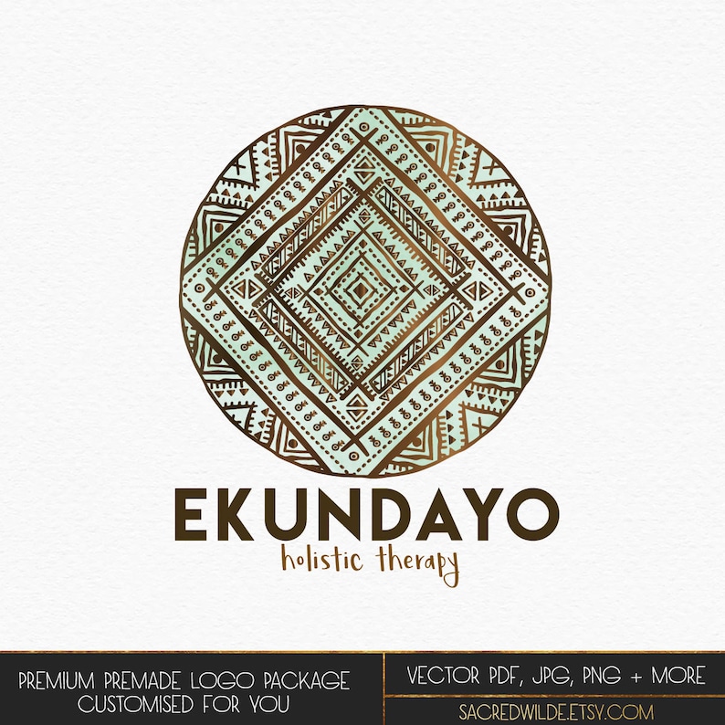 African Logo Design Tribal Logo Bohemian Logo Mandala Etsy