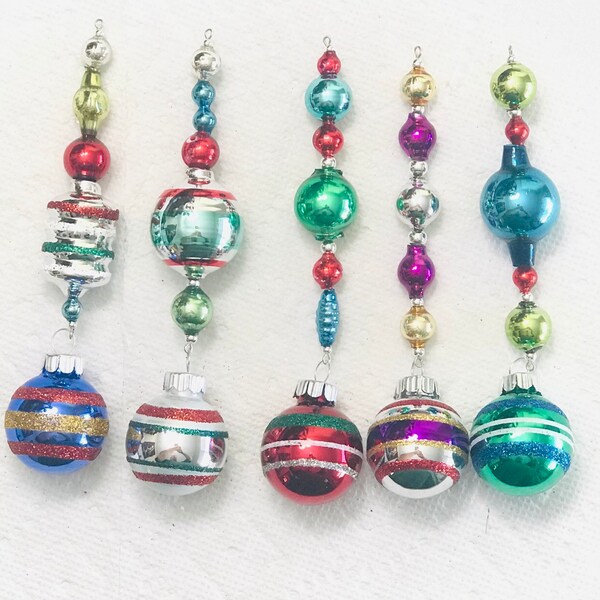5 Vintage Mercury Glass Ornaments Christmas Icicles Christopher Radko Garland #11