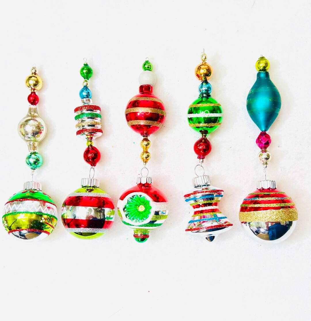 5 Vintage Mercury Glass Ornaments Christmas Icicles Christopher Radko Shiny Brite 20 Etsy