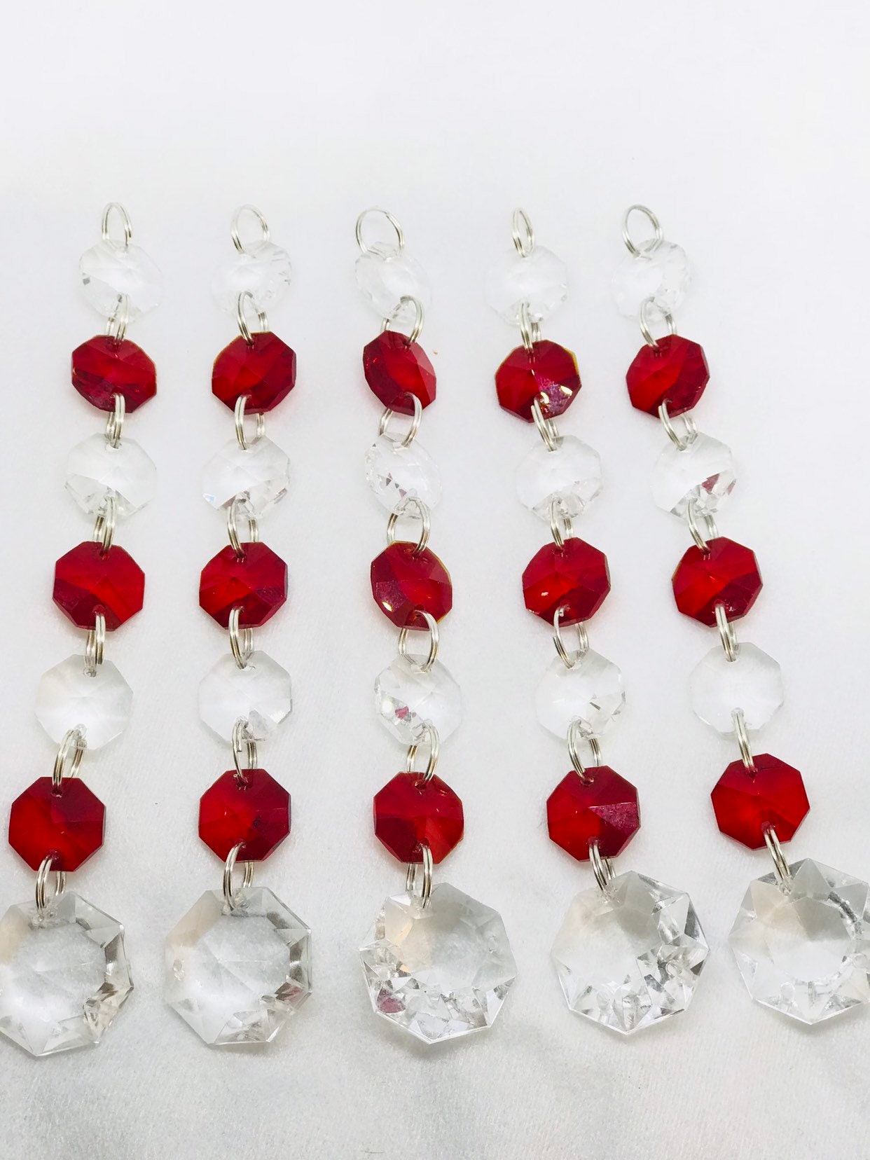 Red Glass Crystal Glass Ornaments SET of 5 Christmas Ornaments Etsy