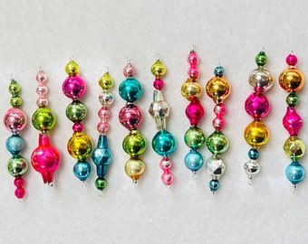 18 MERCURY GLASS BEAD ORNAMENTS= FEATHER TREE= CHRISTMAS= SHAPES & COLORS 