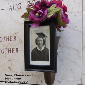 Personalize your loved one&#39;s cemetery grave, monument, crypt, memorial vase with a photo of your choosing with an Onvase.