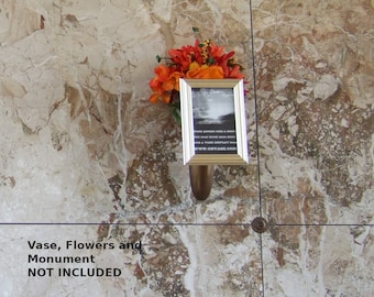 Personalize your loved one&#39;s cemetery grave, monument, crypt, memorial vase with a photo of your choosing with an Onvase.