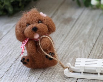 Poodle Dog Needle Felting Kit: DIY Wool Craft, with Photo Instructions & Video Tutorial-Beginner-Holiday Gift