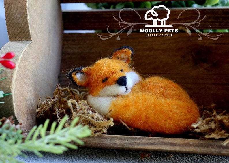 The Sleeping Red Fox Needle Felting Kit VideoTutorial Holiday Gift/Ornament-Detailed Photographs Instruction Felting kit for Beginner image 6