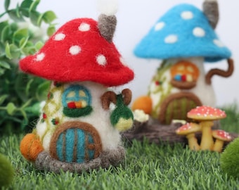Mushroom Cottage Needle Felting Kit – DIY Fairy House Wool Craft for Beginners-with Photo Instructions, Perfect Mushroom House Craft Gift