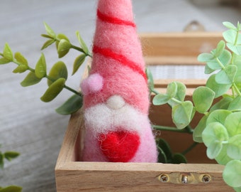 Valentine's Gnome Needle Felting Kit - Valentine Decoration/Gift -Detailed Photographs Instruction- for beginner