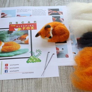 The Sleeping Red Fox Needle Felting Kit VideoTutorial Holiday Gift/Ornament-Detailed Photographs Instruction Felting kit for Beginner image 4