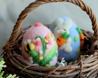 Easter Eggs Needle Felting Kit -Detailed Photographs Instruction -for Beginner- DIY Spring Craft Kit- Easter Gift