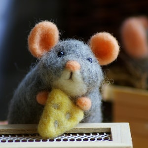 Filz Maus (mit Käse&Keks) Nadelfilz Set,Ostern,Valentinstag,Halloween,Weihnachten-Video Tutorial-Detaillierte Fotoanleitung für Anfänger