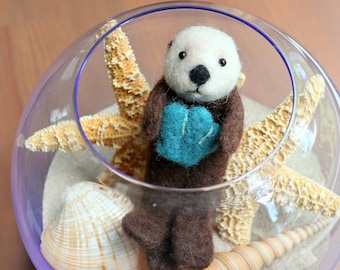 Sea Otter Valentine's Needle Felting Kit: DIY Craft for Beginner, Detailed Photo Instructions