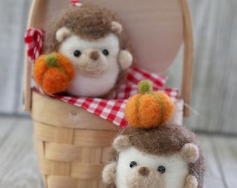 Hedgehog with Apple or Pumpkin Needle Felting Kit: Beginner Holiday Ornament-Detailed Photo Instruction