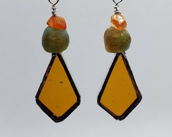 Stained glass drop earrings