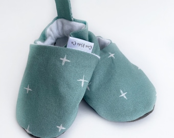 Dusty Mint + Baby Shoes, Handmade Baby Shoes, Baby Gift, Toddler Slippers, Soft Sole Baby Shoes