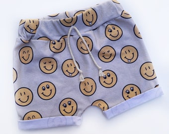 Happy Face Baby and Kids Shorts, Happy Face shorts, handmade kids clothes, baby shorts, baby clothes