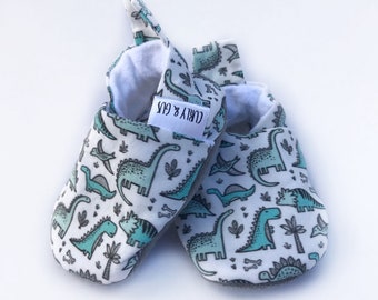 Dinosaur Baby Shoes, Dino Baby Shoes, Baby Boy Shoes, Soft Sole Baby Shoes, Baby Slippers, Baby Moccasins, Crib Shoes