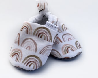 Boho Rainbow Baby Slippers: Soft Sole Moccasins