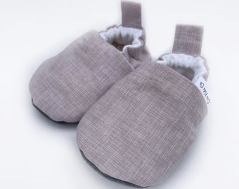 Lavender Linen Look Baby Shoes, Baby Moccs, Gender Neutral Shoes, Soft Soled Baby Shoes, Baby Booties, Crib Shoes, Toddler Slippers, Vegan