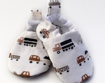 Car and Truck Baby Shoes, Minimalist Vehicle Baby Shoes, Baby Slippers, Soft Sole Baby Shoes, Baby Gift, Baby Moccasins, Baby Booties
