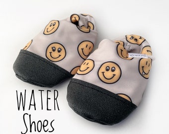Happy Face Baby and Kids WATER SHOES, Swim Moccs, Baby Beach Shoes, Toddler Swim shoes, Pool Shoes, Splash Pad Shoes,Baby Summer Shoes