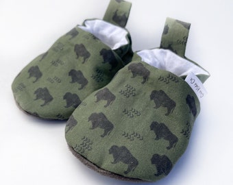 Buffalo Baby Shoes, Woodland Baby Shoes, Baby Slippers, Soft Sole Baby Shoes, Baby Gift, Baby Moccasins, Baby Booties