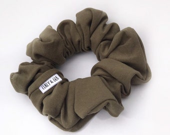 Olive Scrunchie, Green Hair Scrunchie, Hair Elastic, Hair Tie, Hair Accessory, Soft Elastic, Bun Wrap, Ponytail Holder