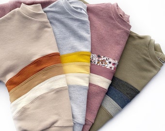 Rainbow Dolman Sweater, Dolman sleeve top, bamboo french terry dolman, handmade kids clothes, handmade baby clothes