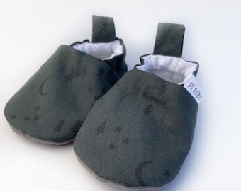Moon Stars Trees Baby Shoes, Soft Sole Slippers