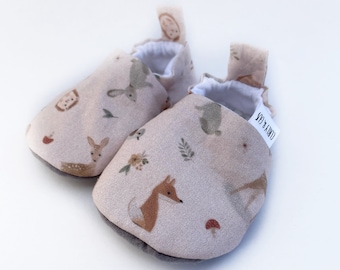 Woodland Friends Baby Slippers, Soft Sole Crib Shoes