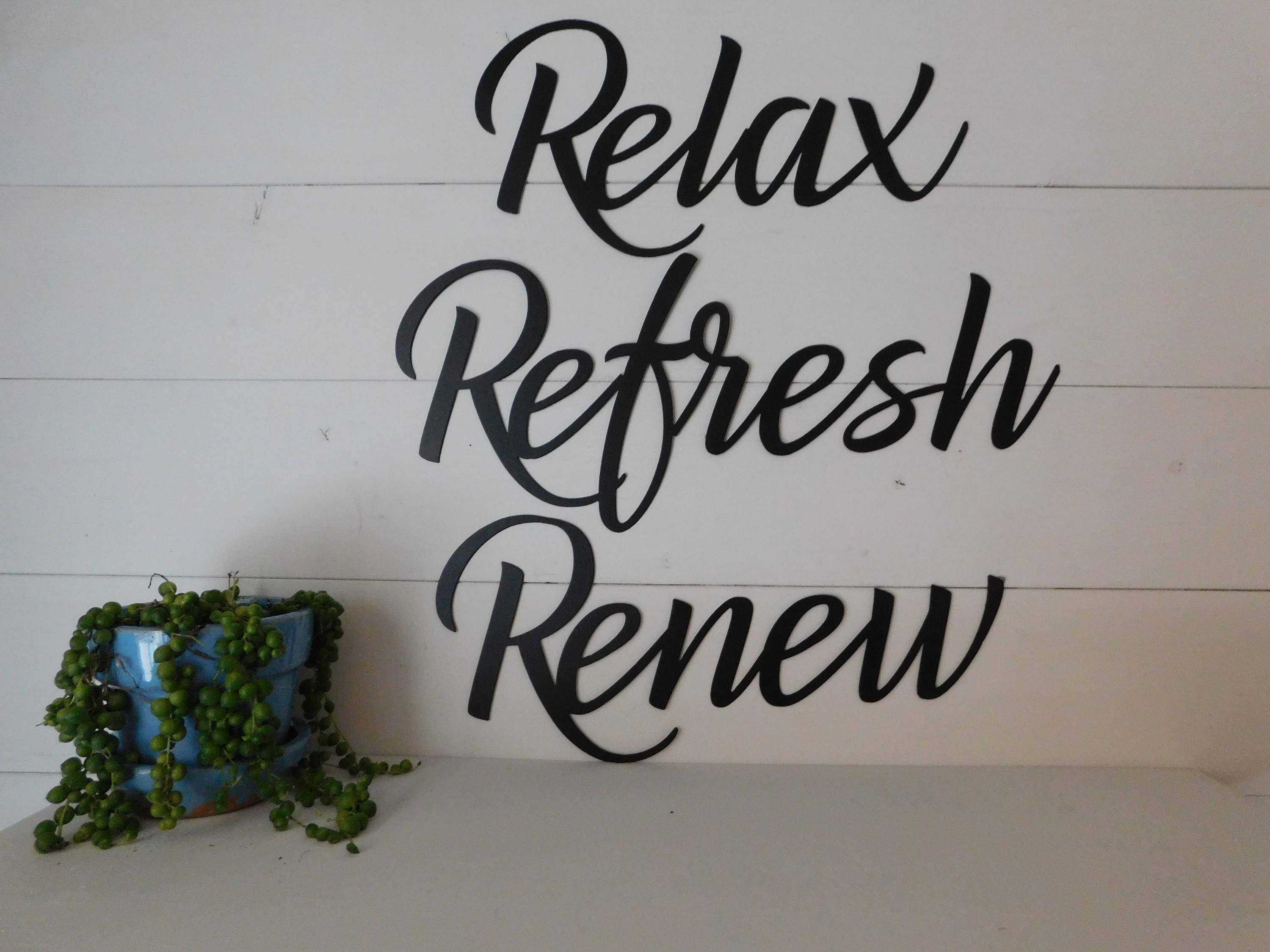 Relax Refresh Renew Set of 3 metal signs Metal Wall Art Etsy