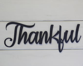 Thankful Sign, Rustic Word Art Sign, Farmhouse Sign, Gallery Wall Sign, Metal Sign