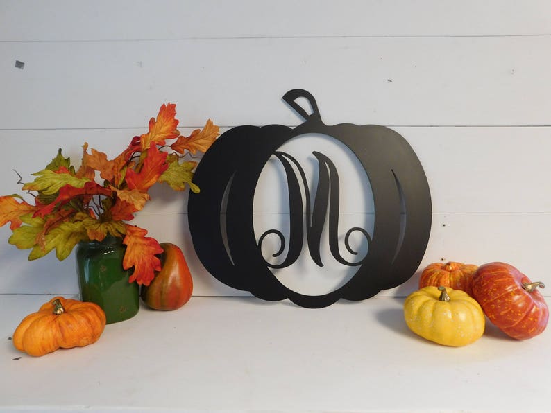 Fall Decor Halloween Decor Monogram Pumpkin Monogram Door Etsy